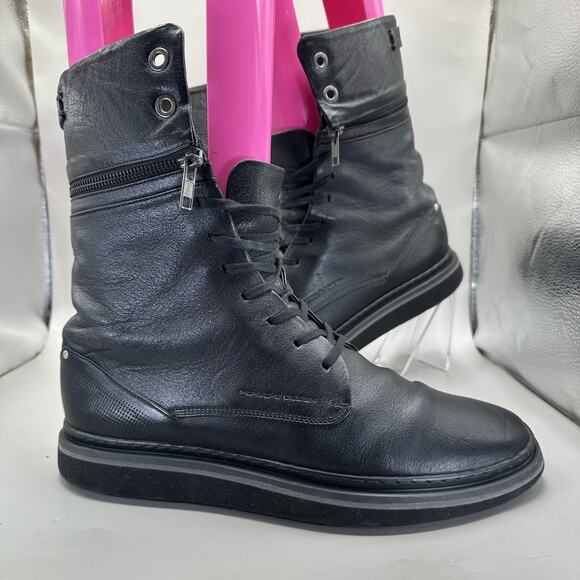Porsche Design Chester Bennington Boots Mens Size 9/ EU 42 Black Leather Combat main image 6